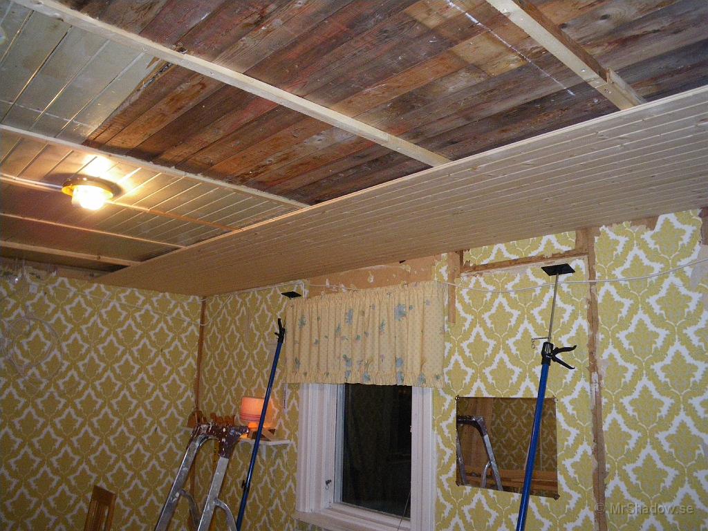 IMGP0396.JPG - Nu börjar det bli lite täckning på taket. ca en fjärdedel är nu uppsatt