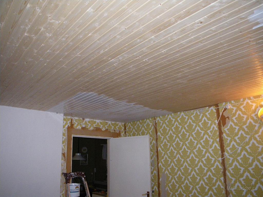 IMGP0575.JPG - Det ser lite fjuttit ut, men snart så är hela taket målat