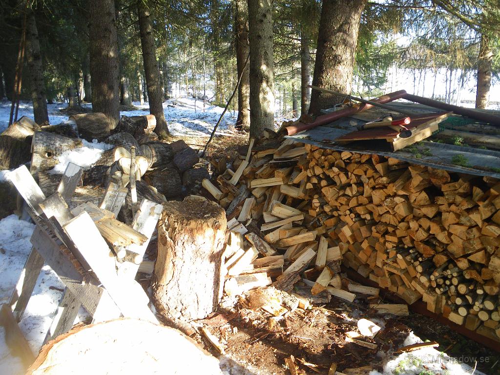 IMGP3166.JPG - Gjort ett litet pass ute på vedbacken så den ostrukturerade vedhögen har växt lite i vart fall..