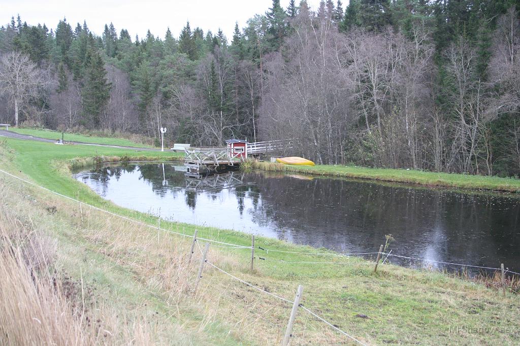 IMG_5008.JPG - På dammen vid Slåtte gård ligger nu en mycket tunn is