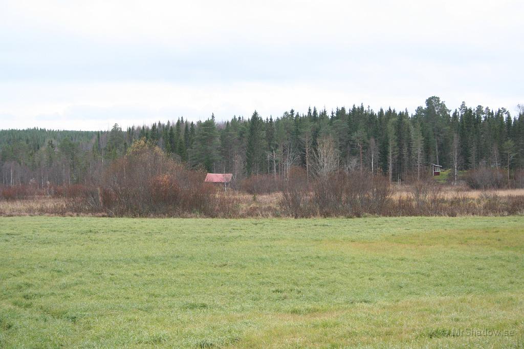 IMG_5010.JPG - Ladan ÄR borta.. Jodå nu har den sneda, vinda ladan försvunnit.. Ett landmärke mindre.. Men då ser man istället en stuga till.. Man har röjt bort lite skog där borta..