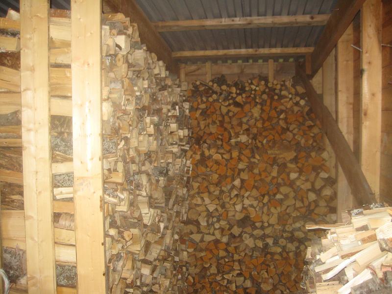 IX70_1605.JPG - 2008-08-24  Inne i vedboden börjar det vara ganska välfyllt. Det kanske är 8kubikmeter
