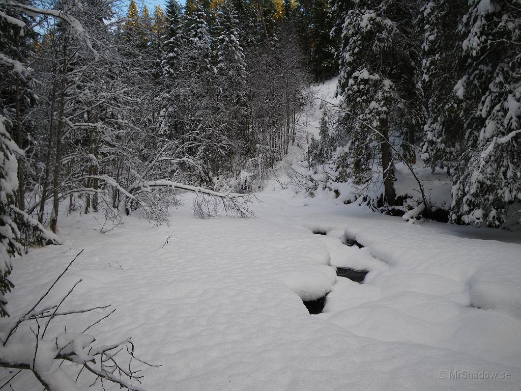 IMGP0017.JPG - Det kommer inte så mycket vatten längre, så det är råkar i isen upp mot The Creek